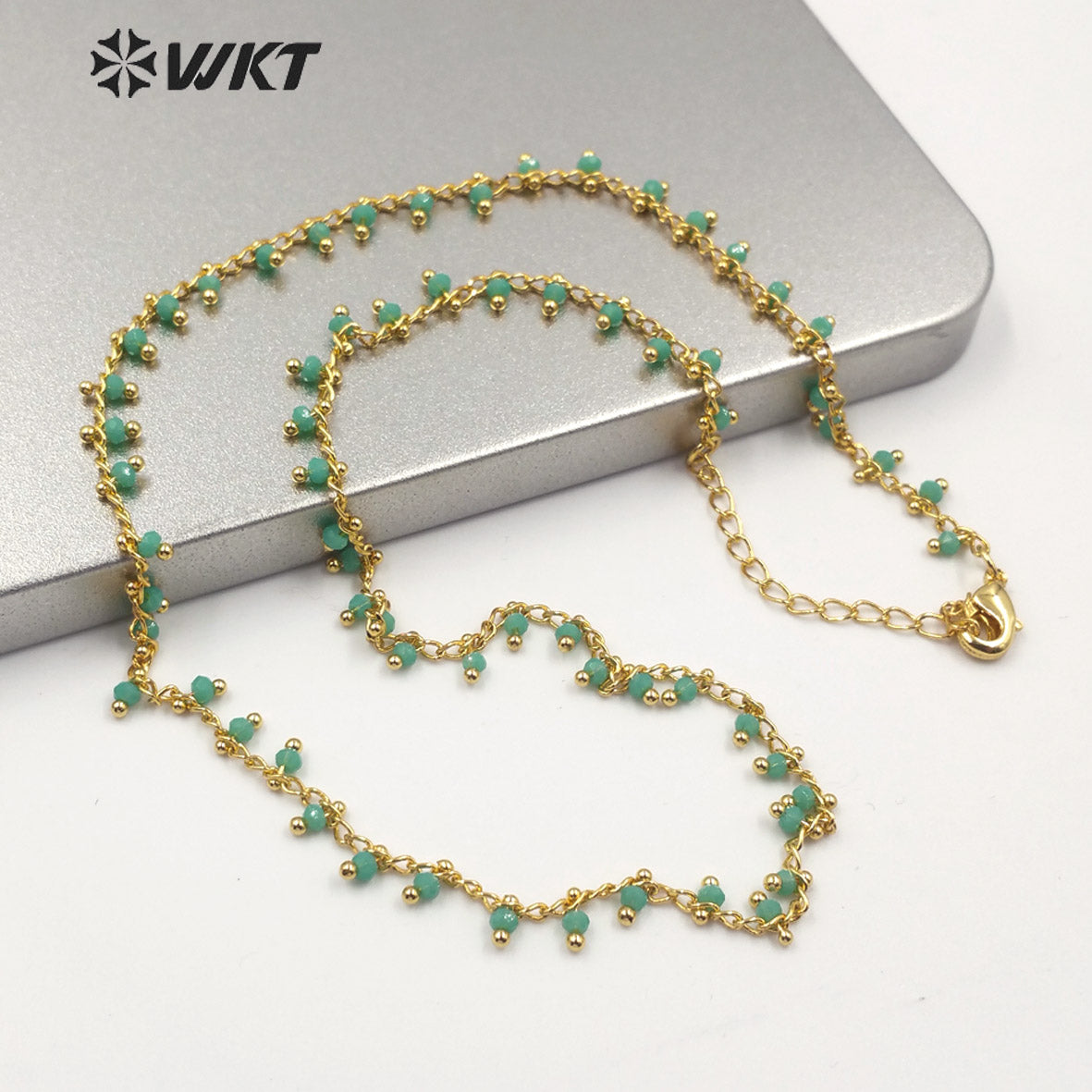 WT-N1202 Hot Sales Crystal Beads Chain Fashion Jewelry Rosary Beads Chain 3mm New Arrival Crystal Beads Necklace