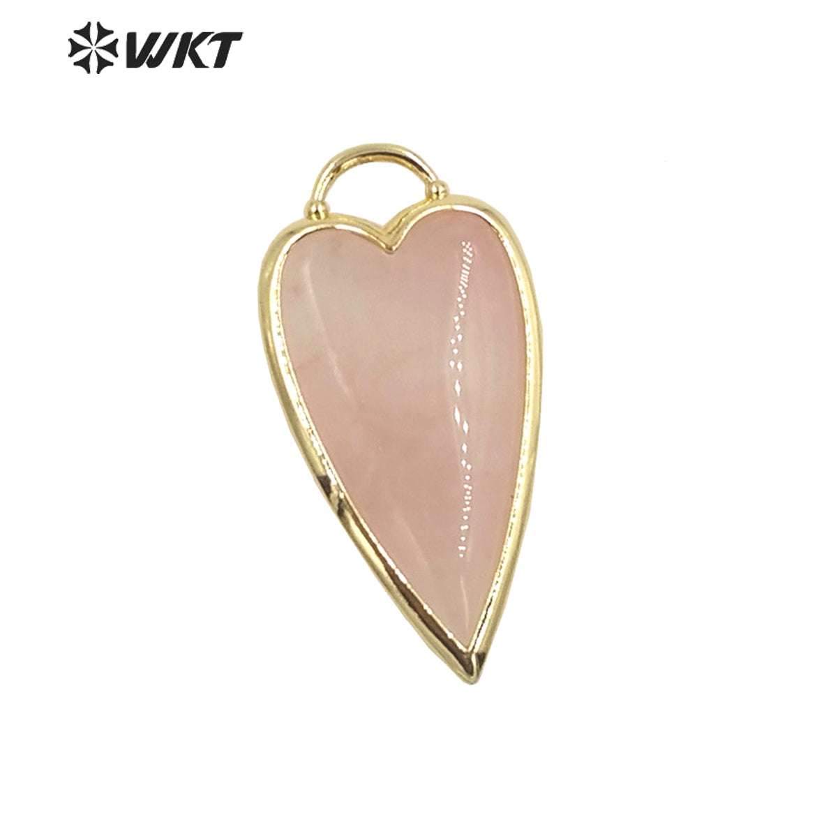 WT-P1862 Exclusive Design Long Heart Stone Pendant 18k Real Gold Plated Natural Faceted Arrowhead Heart Amethyst Pendant