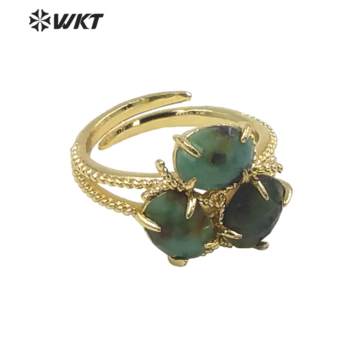 WT-R484 WKT Fashion Design Trendy Gift for Women Colorful Flower Shaped High Quality Gorgeous Natural Gemstone Stone Ring