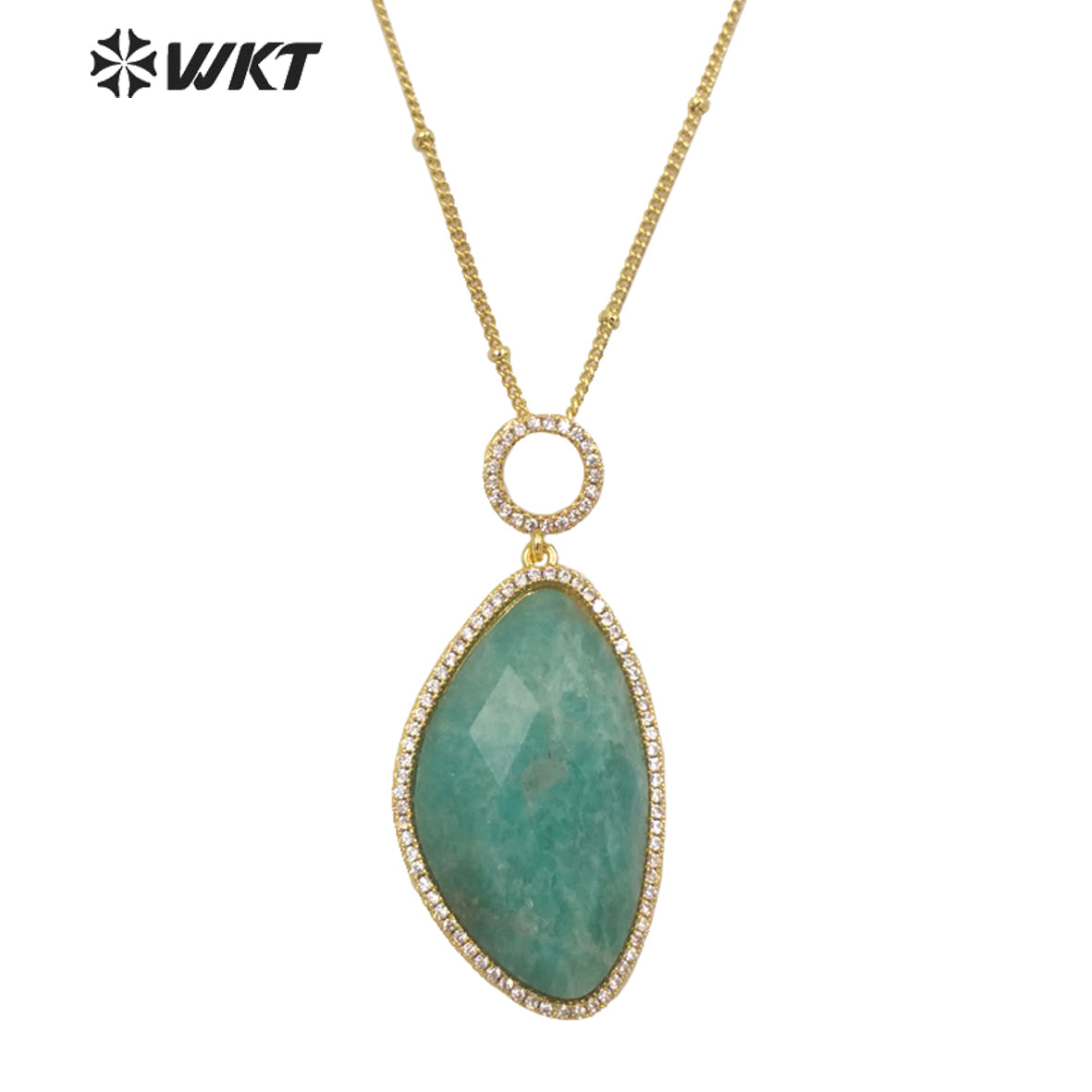 WT-N1350 WKT 2022 Fashion Jewelry Amethyst Amazonist Lapis Necklace Natural Micro Pave Pendant Necklace Made Stone