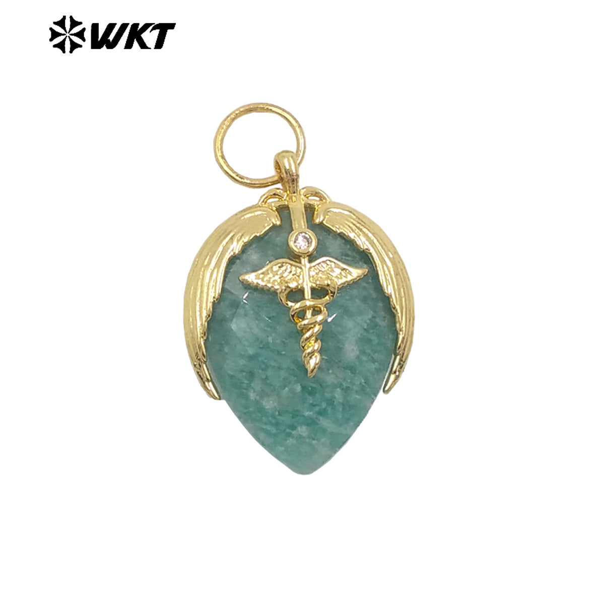 WT-P2014 Newest Fashion Style Strawberry Shape Gold Plated Natural Gemstones Little Pendant For Necklace Earrings Making