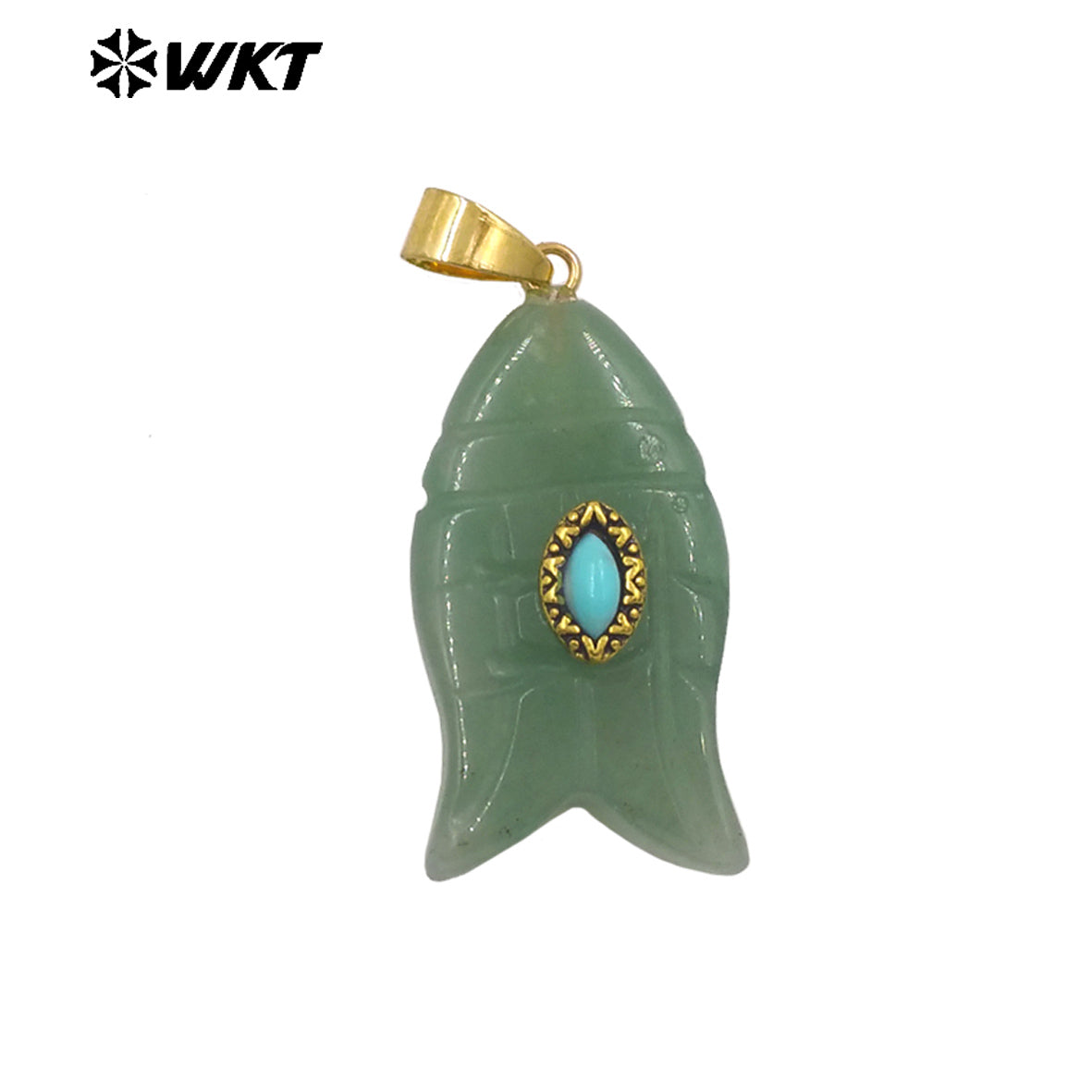 WT-P2012 Wonderful Gold Plated Fish Shape Multi Colors Natural Gemstones Set In Small Stone Pendants For Unique Jewelry Making