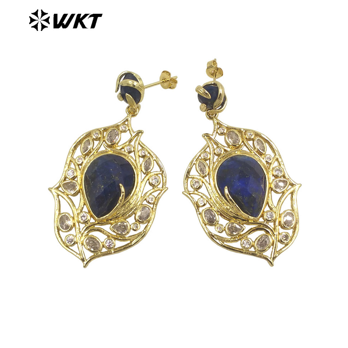 WT-ME090 Wholesale Fashion 18k Real Gold Plated Resist Tarnishable Gemstone Women Earrings for Vacation Earrings Studs