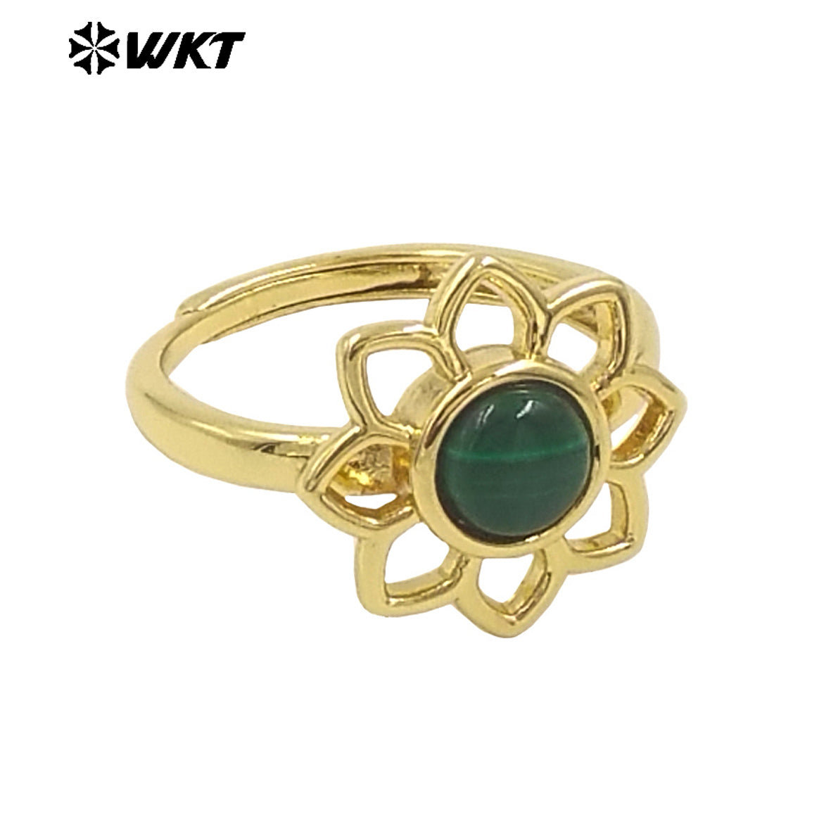 WT-R535 Elegant Gold Plated Resist Tarnishable Lotus Flower Stone Ring for Lady Daily Wear or Gift for Friend Jewelry
