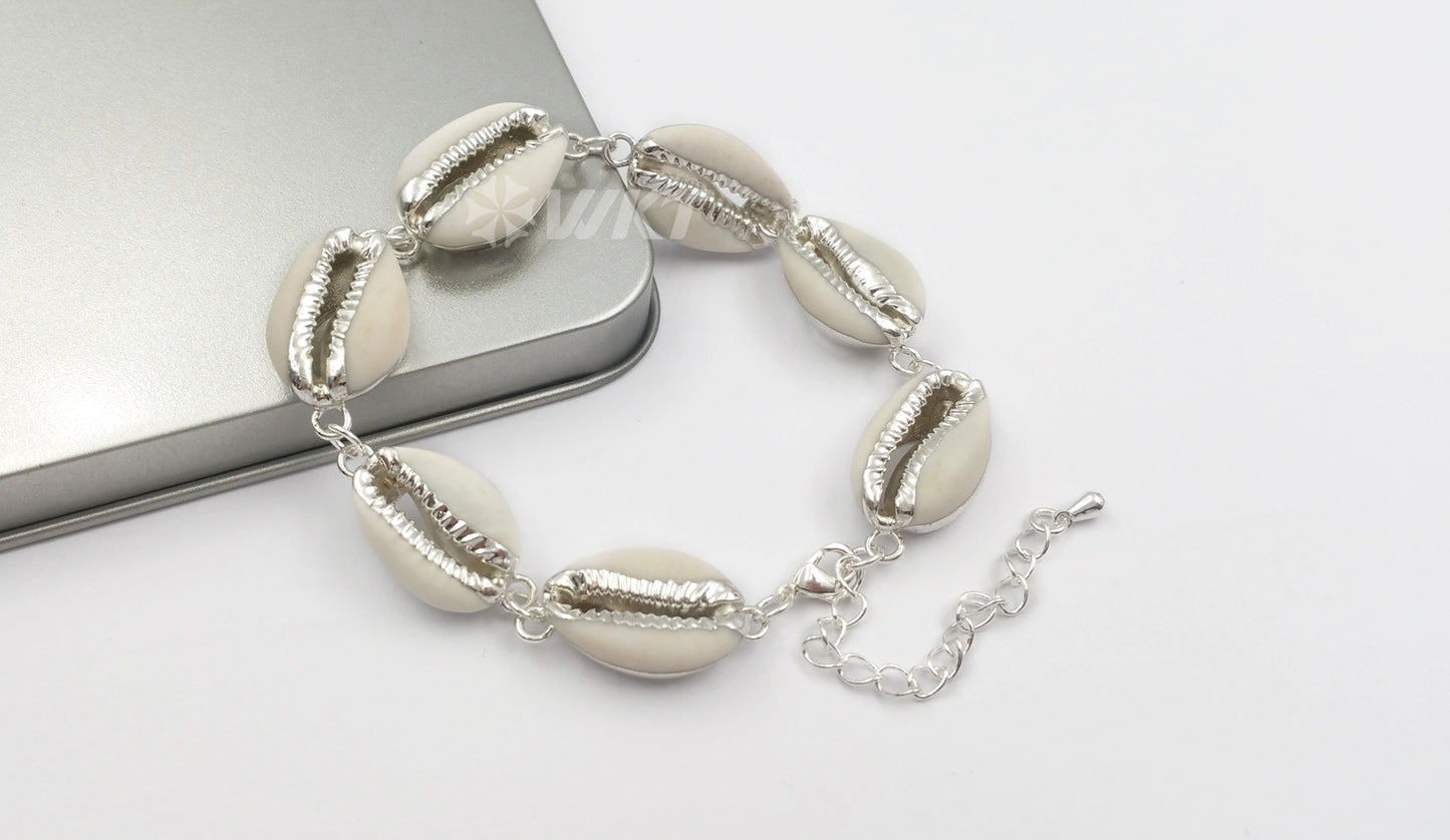 WT-B429 Simple Design Four Colors in Gold Rose Gold Black Silver Bracelets With Fine Electroplated Plated Cowrie Shell Bracelets