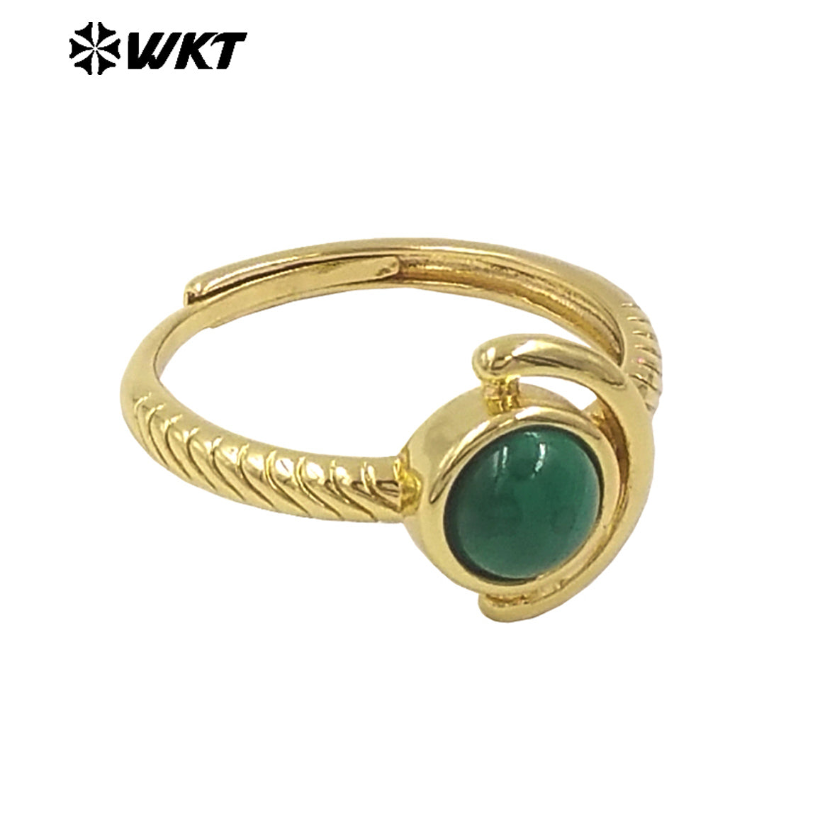 WT-R540 Newest Delicate Tiny Round Natural Stone Women Birthday Ring in Open Size With 18k Gold Plated