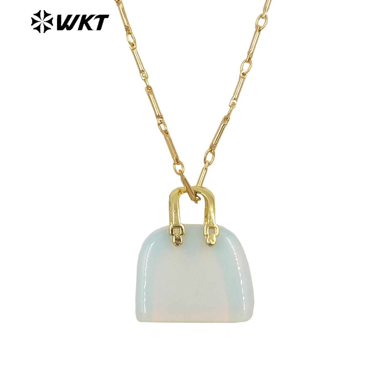 WT-N1362 Cute Handbag Shape Crystal Clear Natural Colored Gemstone Necklace Ladies Jewelry Necklace Gemstone Necklace