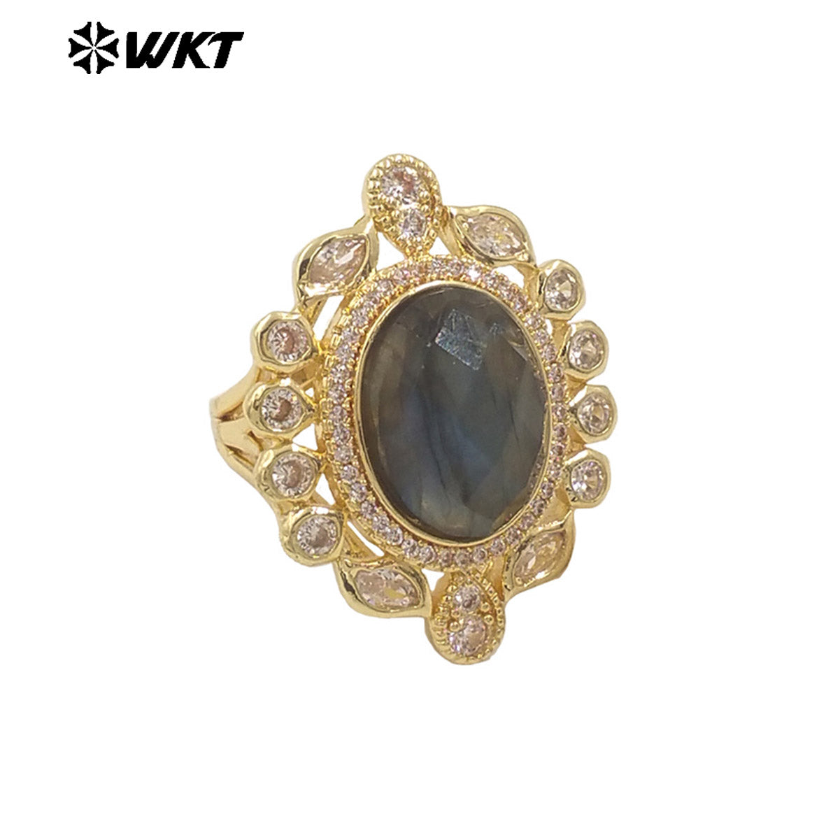 WT-MR028 Newest Summer Design Fashionable Royal Court Style Precious Women Adjustable Natural Stone Zircon Wedding Ring