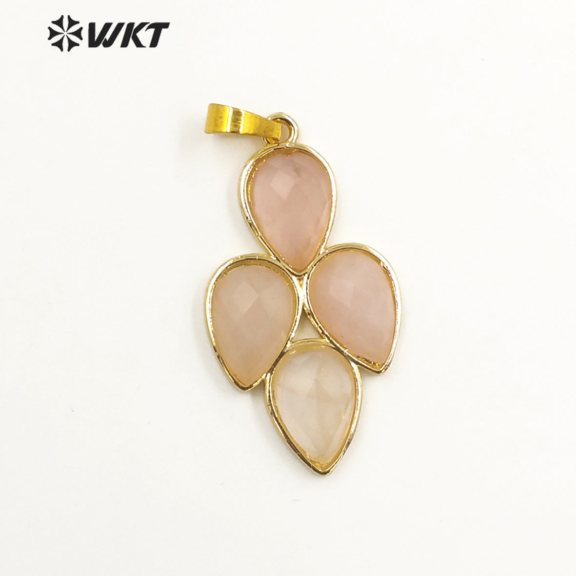 WT-P1922 Fashion Design Trendy New Precious Leaf Shaped Colorful Stone Oval Amazonite Amethyst Gemstone Pendants