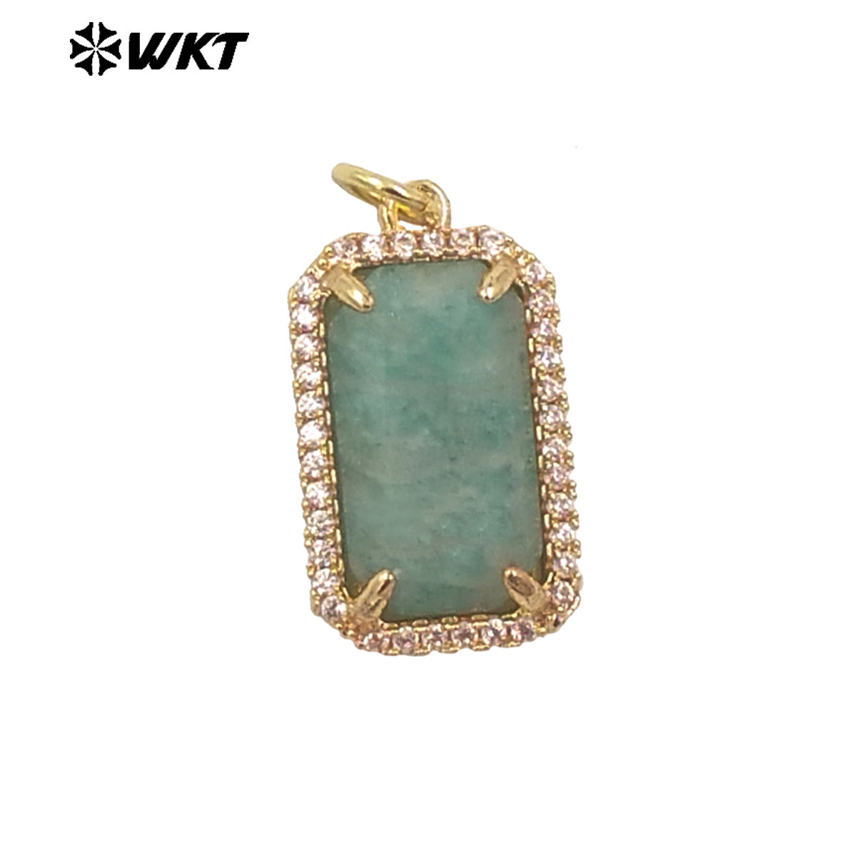 WT-P1973 Wholesale Fashion Gold Plated Cubic Zircon With Prong Setting Long Square Sun Stone Lady Jewelry Pendants