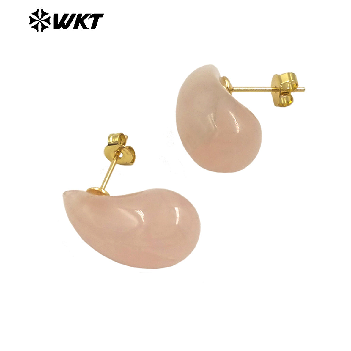 WT-E779 Wholesale Lovely Drop Beans Shape Colorful Blackobsidian Pink Crystal Quartz Stone Earring Drop Studs
