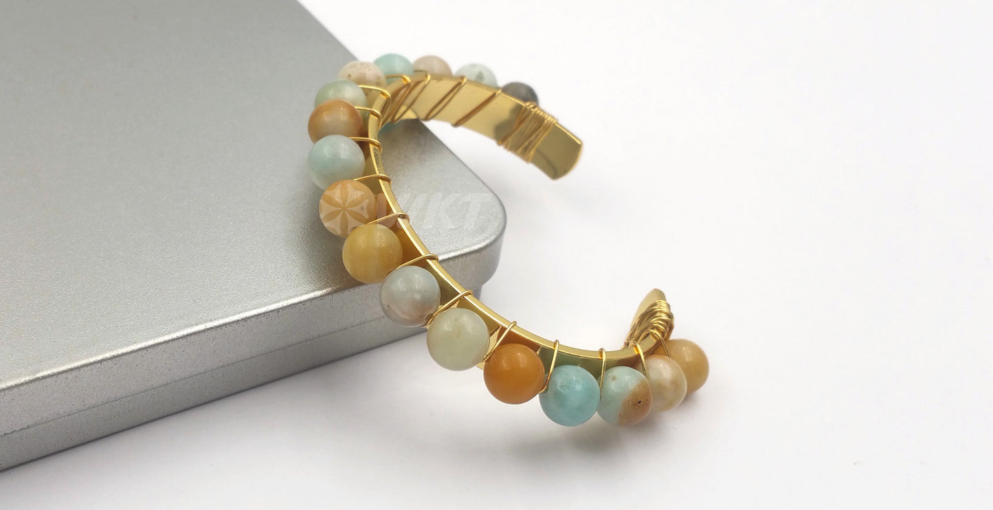 WT-B479 Wholesale Jewellery Lady Gold Bangles Natural Stone Bangles Choice of Various Styles Gift Priority