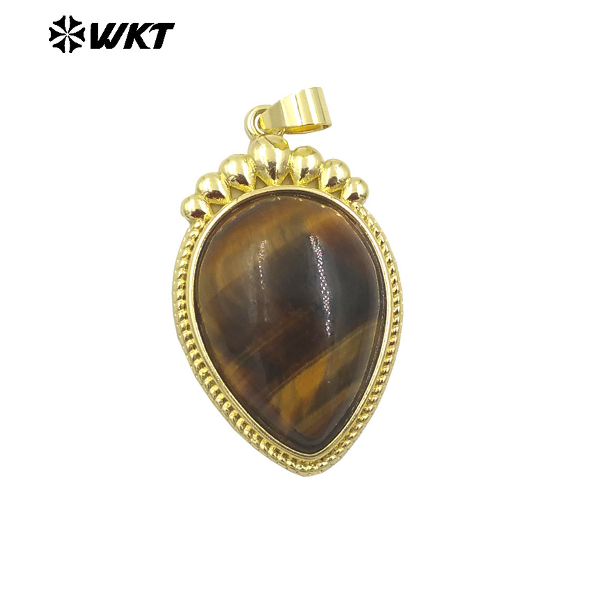 WT-P1972 Amazing WKT New Design High Polish Long Drop Stone Made Gold Bezel Setting Natural Amethyst Pendants for Necklace