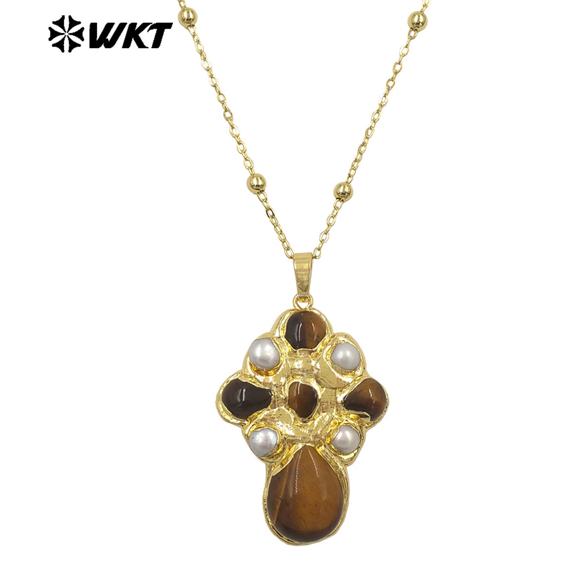 WT-JN297 Brand New Product Elegant 18K Gold Plated Pearl Turquoise Cross Unisex Pendant Necklace Fashion Jewelry Accessories