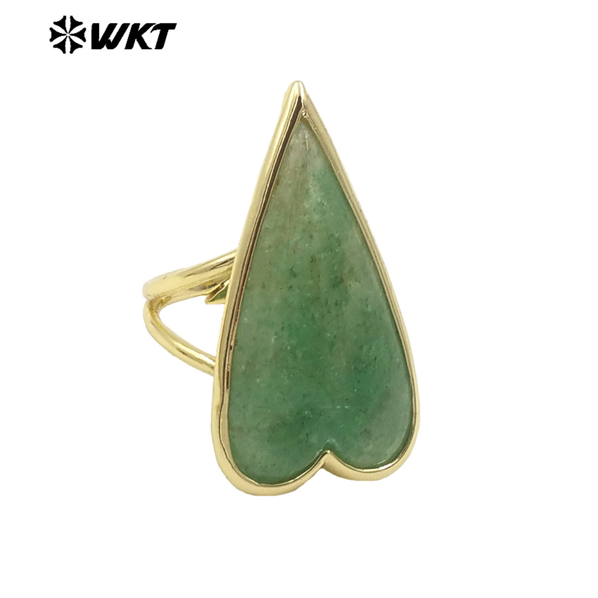 WT-R512 Amazing Long Drop Natural Stone Carved Lovely Heart Rose Quartz Ring for Lady Gift Gold Cute Women Gift