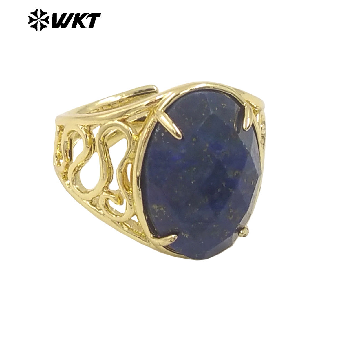 WT-R527 WKT New Design Natural Oval Faceted Gemstone With Clawing Setting Sun Stone Women Cocktail Ring