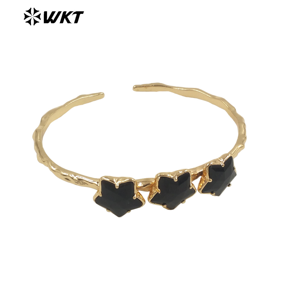 WT-B636 WKT Lovely Trendy Gift for Women Star C Shaped Lucky Bracelets C Shaped Natural Colorful Gemstone Opening Bracelets
