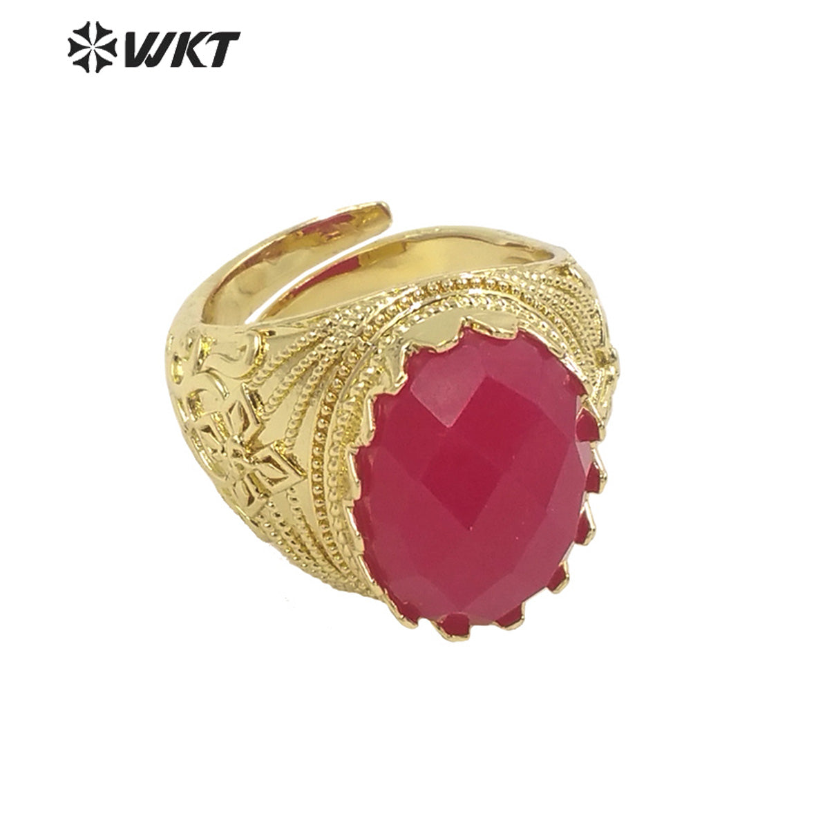 WT-R456 Wholesale Newest Spring Design 18k Gold Plated Oval Natural Stone Ring Gold Bezel Setting Europe Popular Jewelry Ring