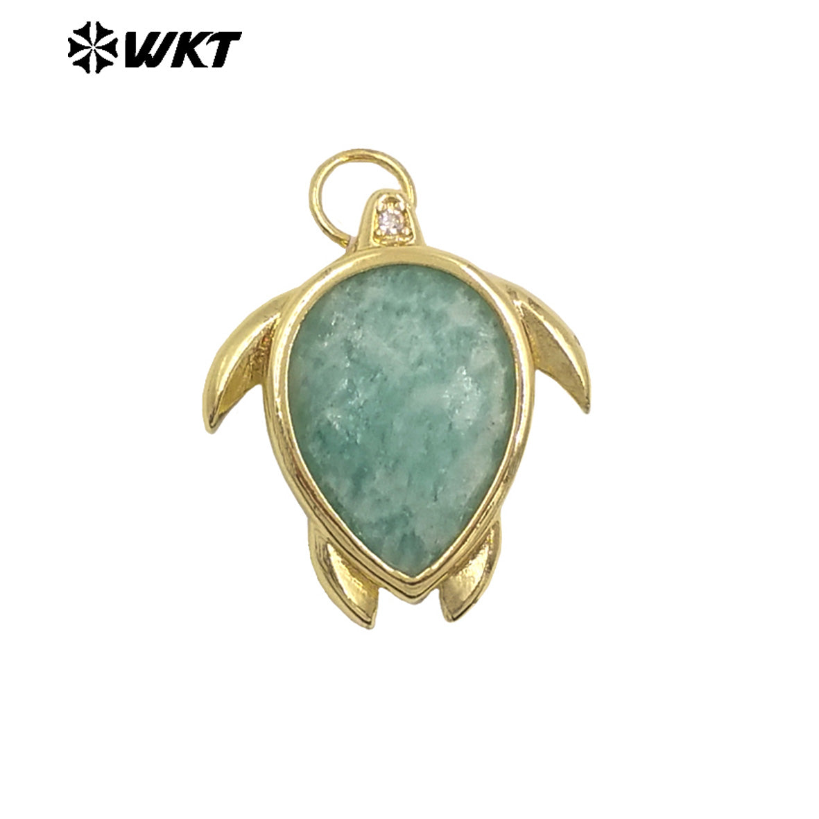 WT-P2015 Wholesale Exquisite Sea Turtles Shape Natural Gemstones Gold Plated Lovely Pendants For Ladies Jewelry Decoration