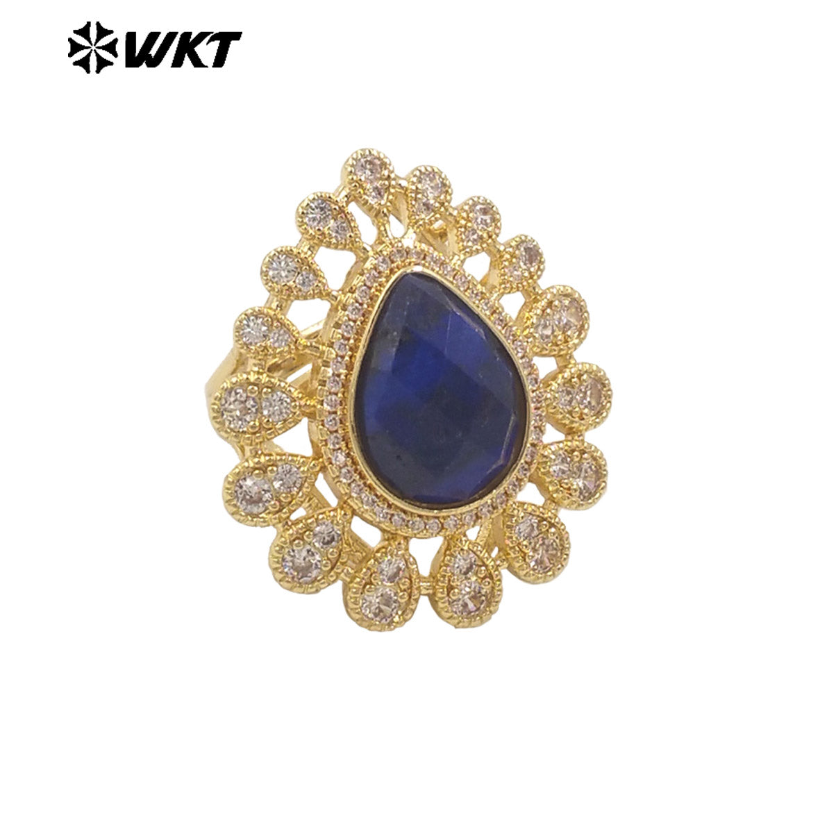 WT-MR029 Wholesale Amazing New European Delicate Micro Pave Cubic Zircon Setting Drop Stone Gold Plated Women Ring
