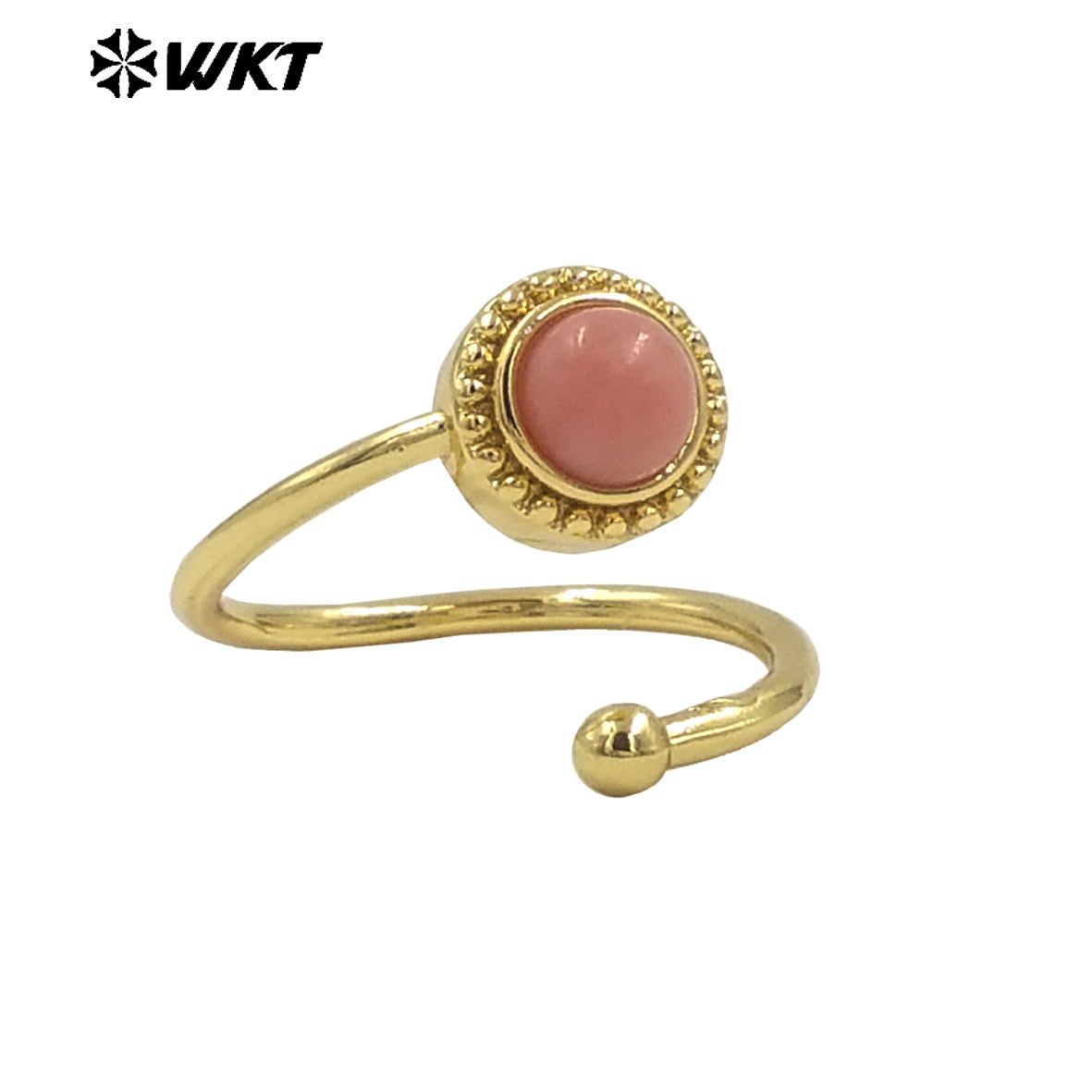 WT-R539 Newest Fashion Gold Plated Natural Gemstone Round Women Anniversary Birthday Gift Ring