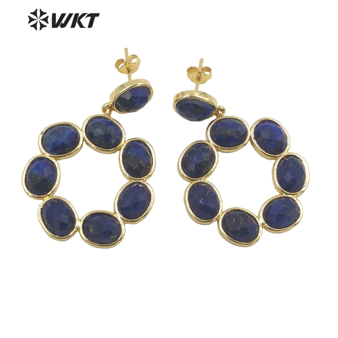 WT-E713 Newest Fashion Gold Natural Eight Stone Made Earrings Gorgeous Birthday Stone Earrings for Friend Gift
