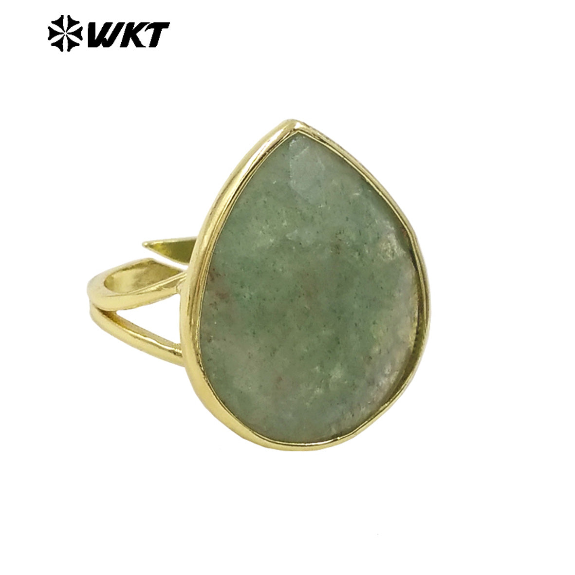 WT-R505 Gorgeous Big Drop Stone Amazonite Tiger Eye and Labradorite 18K Gold Plated Gemstone Women Birthday Ring