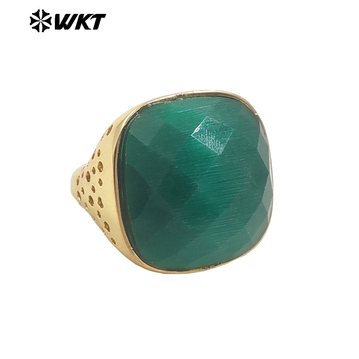 WT-R517 Wholesale Newest Spring Design Colorful Faceted Cat Eye Stone Square Unisex Ring for Party Jewelry