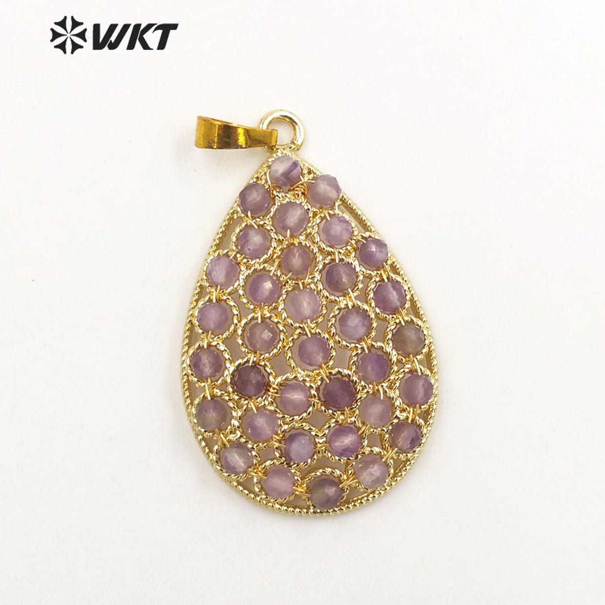 WT-P1927 Fashion Design Trendy New Precious Drop Shaped Colorful Stone Oval Amazonite Amethyst Gemstone Pendants