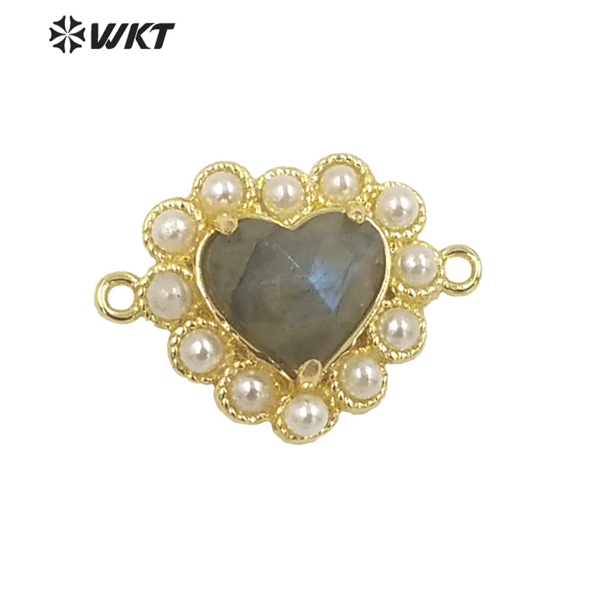 WT-PC006 Charming Small Size Natural Gemstone Made Heart Connectors for Bracelet Making for Women Birthday Gift Pendants