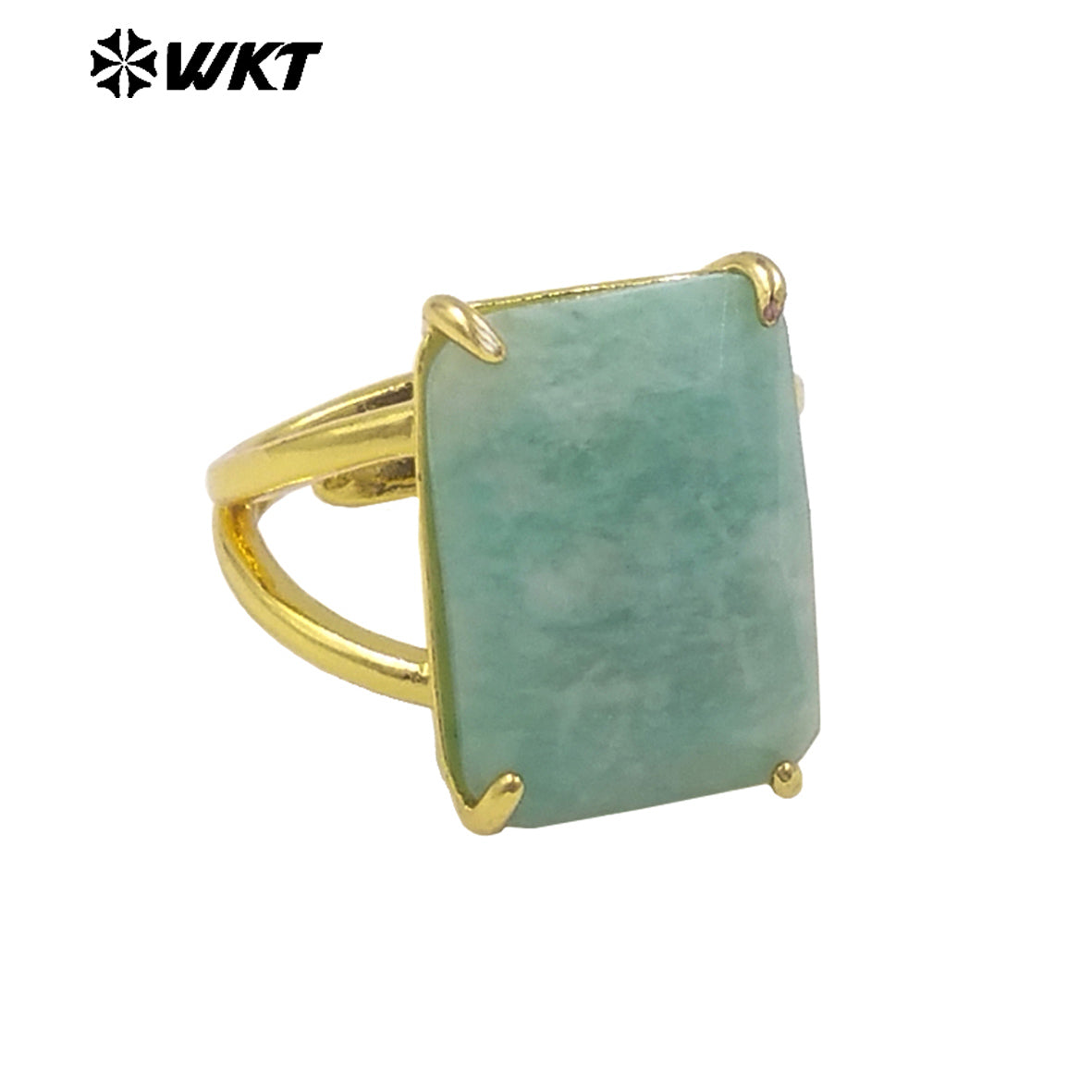 WT-R529 WKT New Design Gorgeous Natural Faceted Gemstone Claw Setting Square Amethyst Stone Anniversary Women Ring