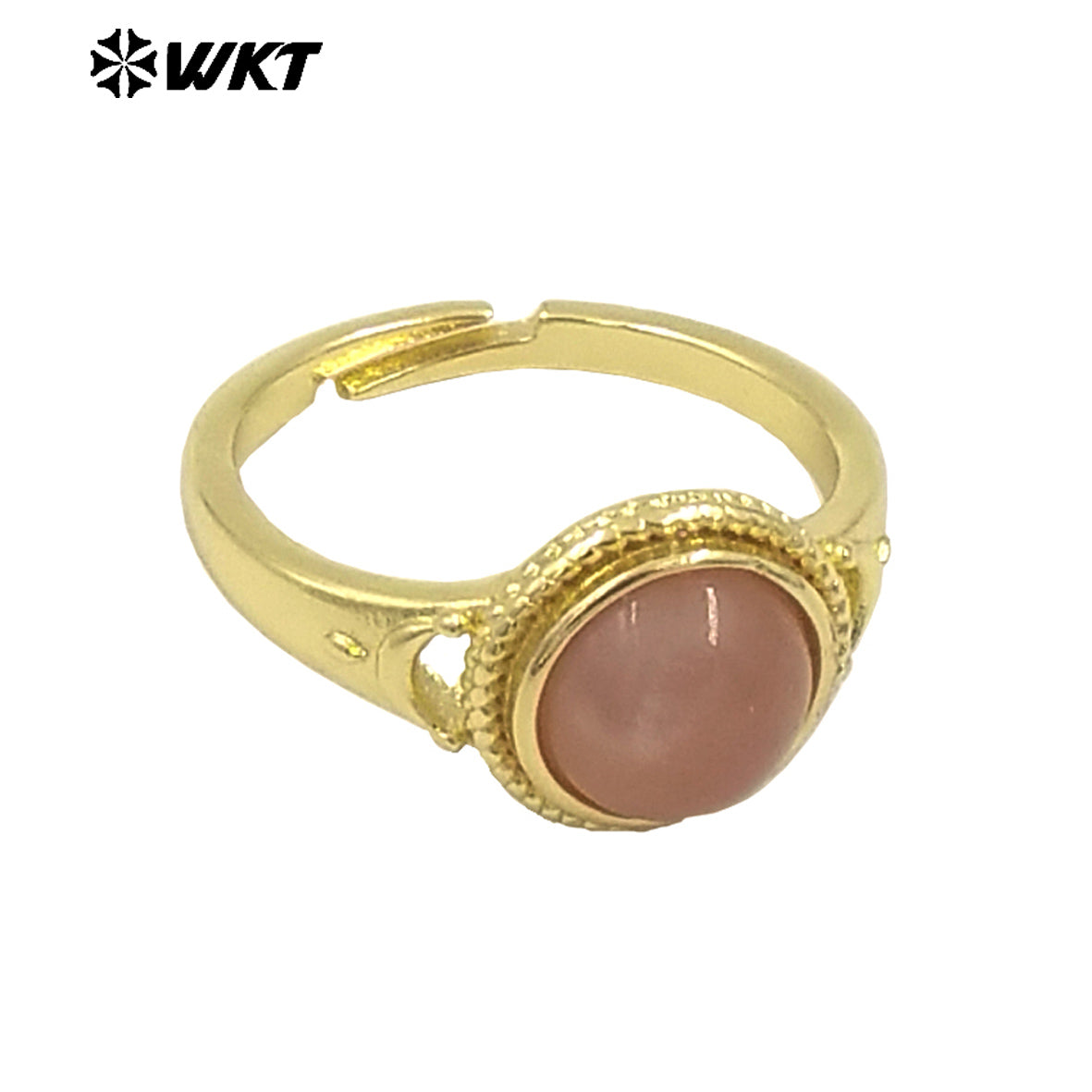 WT-R510 Wholesale Fashion Round Gemstone Made Charming 18k Gold Plated Adjustable Size Lady Stone Ring