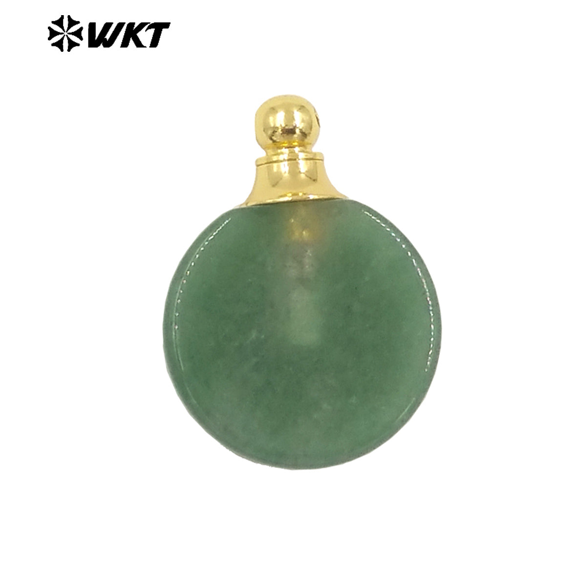 WT-P1982 Wholesale Fashion High Polish Round Flat Women Gold Loops Natural Gemstone Made Amethyst Essencial Oil Bottle Pendant