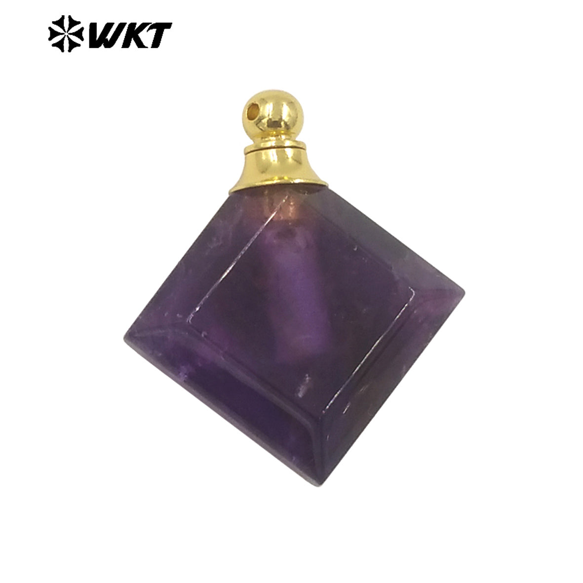 WT-P1980 Newest Fashion Gold Plated Diamond Shape Double Faceted Precious Gemstone Made Perfume Bottle Jewelry Pendants
