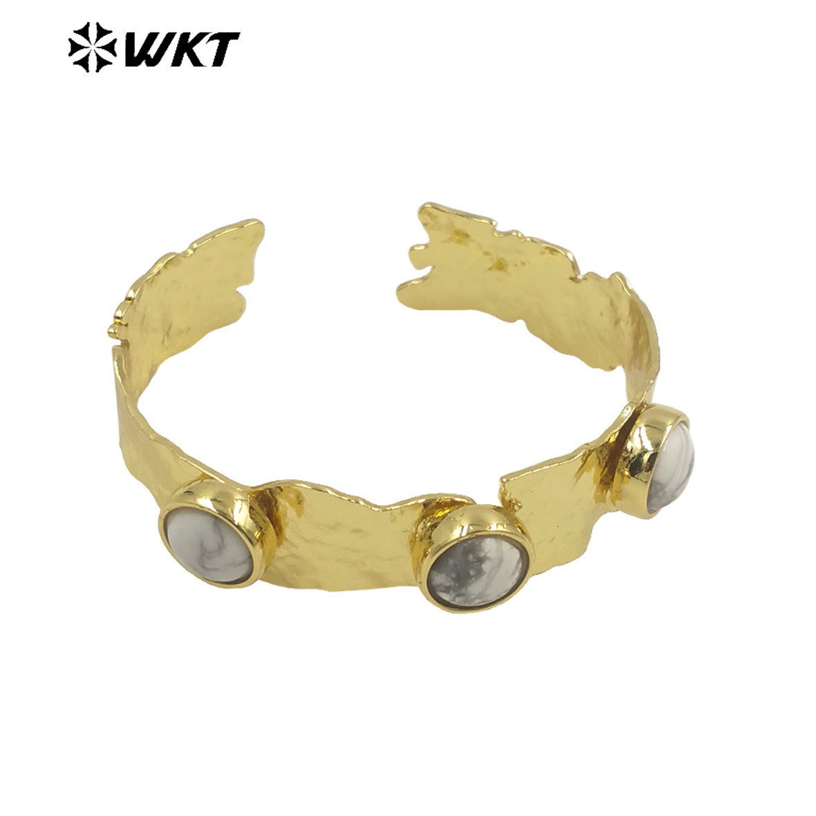 WT-B633 WKT New Handmade Lovely Trendy Gift for Women Lucky Bracelets C Shaped Natural Colorful Gemstone Opening Bracelets