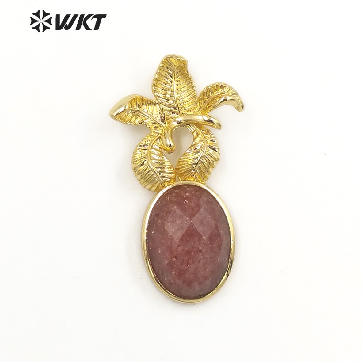 WT-P1923 Fashion Design Trendy New Precious Colorful Stone Flower Shaped Oval Amazonite Amethyst Gemstone Pendants