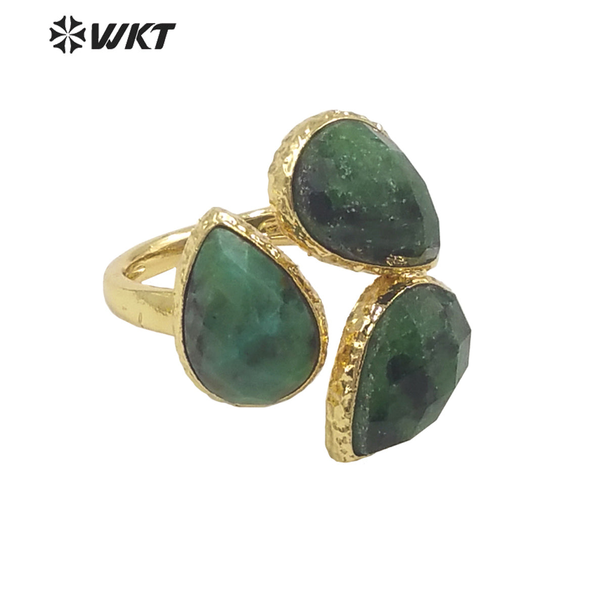 WT-R492 WKT Fashion Design Drop Shaped Gift for Women Colorful High Quality Gorgeous Natural Gemstone Stone Ring