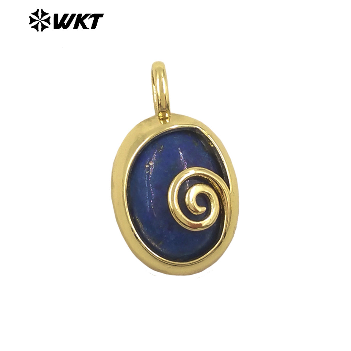 WT-P1992 Newest Design Small Oval Rotation Metal With Natural Gemstone Charms for Jewelry Match