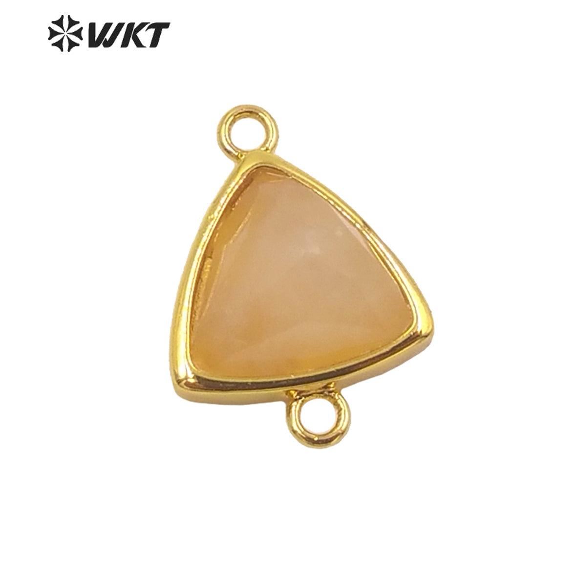 WT-C309 Wholesale Fashion Gold Bezel Stone Connectors Small Size Gemstone Triangle Jewelry Findings Connectors for Bracelets