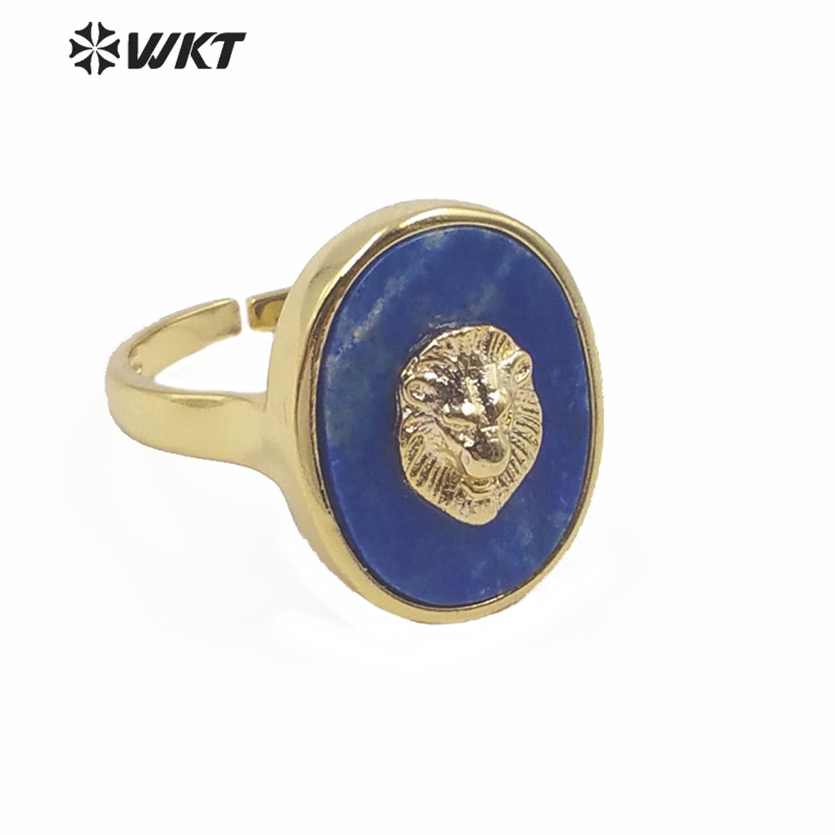 WT-R351 New Design Natural Gemstone With Lion Head Charm Ring Gold Plated Fashion Charming Jewelry Gemstone