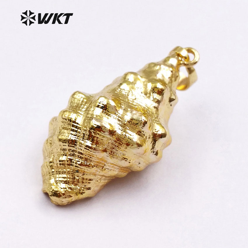 WT-JP031 High Quality 18k Gold Plated Dipped Trumpet Shell Pendant for Necklace Making Wholesale for Women Jewelry Accessories