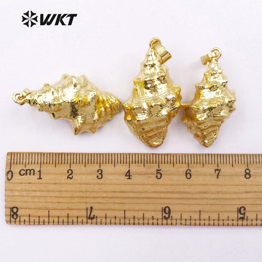 WT-JP031 High Quality 18k Gold Plated Dipped Trumpet Shell Pendant for Necklace Making Wholesale for Women Jewelry Accessories