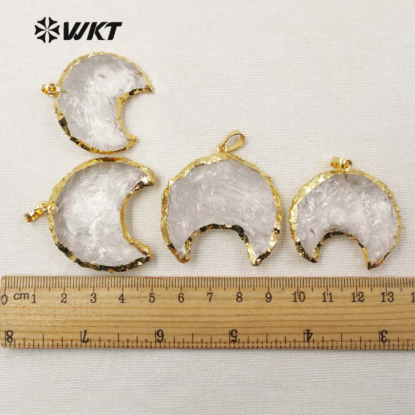 WT-P1302 Natural Crystal ! Wholesale the Pendant Hooks in the Middle Gold Plated Pendant the Moon Type Pendant