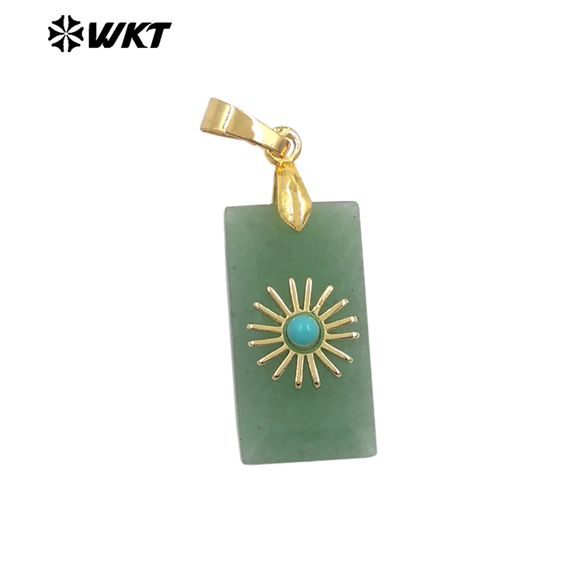 WT-P2011 Fashion Popular Natural Gemstones Gold Plated Set In Little Rectangle Stone Pendant For Necklace Handmade Charms