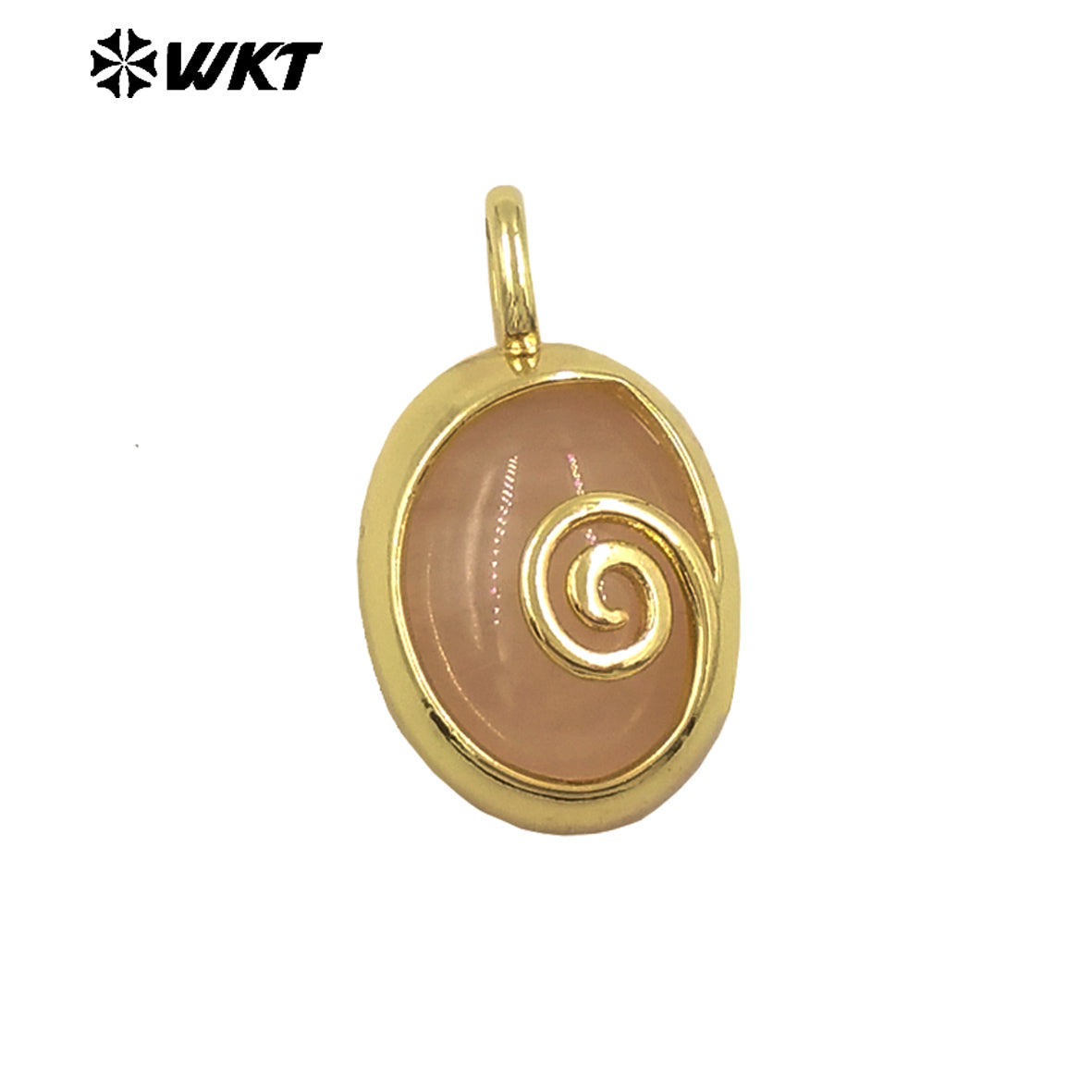 WT-P1992 Newest Design Small Oval Rotation Metal With Natural Gemstone Charms for Jewelry Match