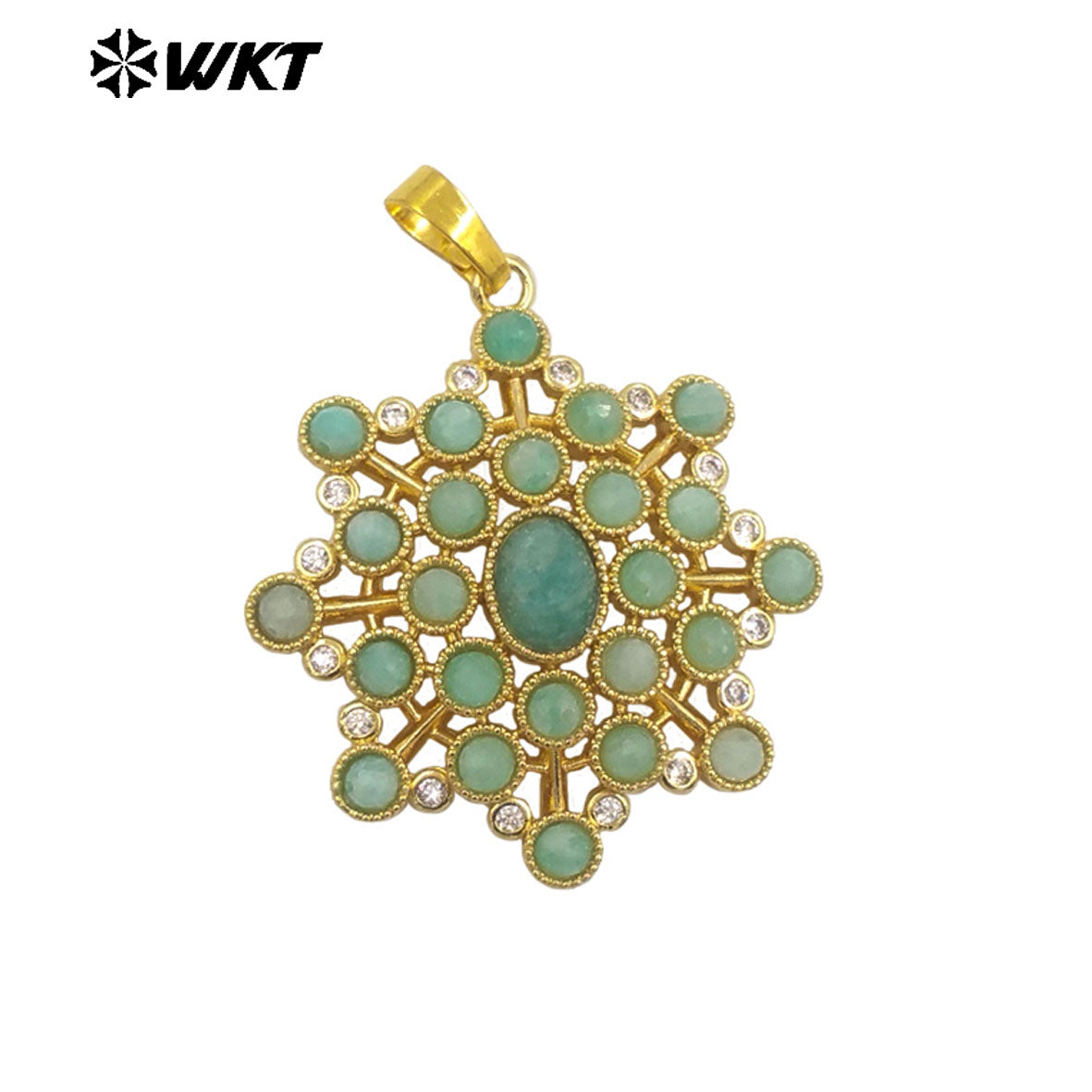 WT-P1977 WKT New Hand Make Multi Stone Setting Women Energy Amethyst Gemstone Flower Shape Jewelry Pendants