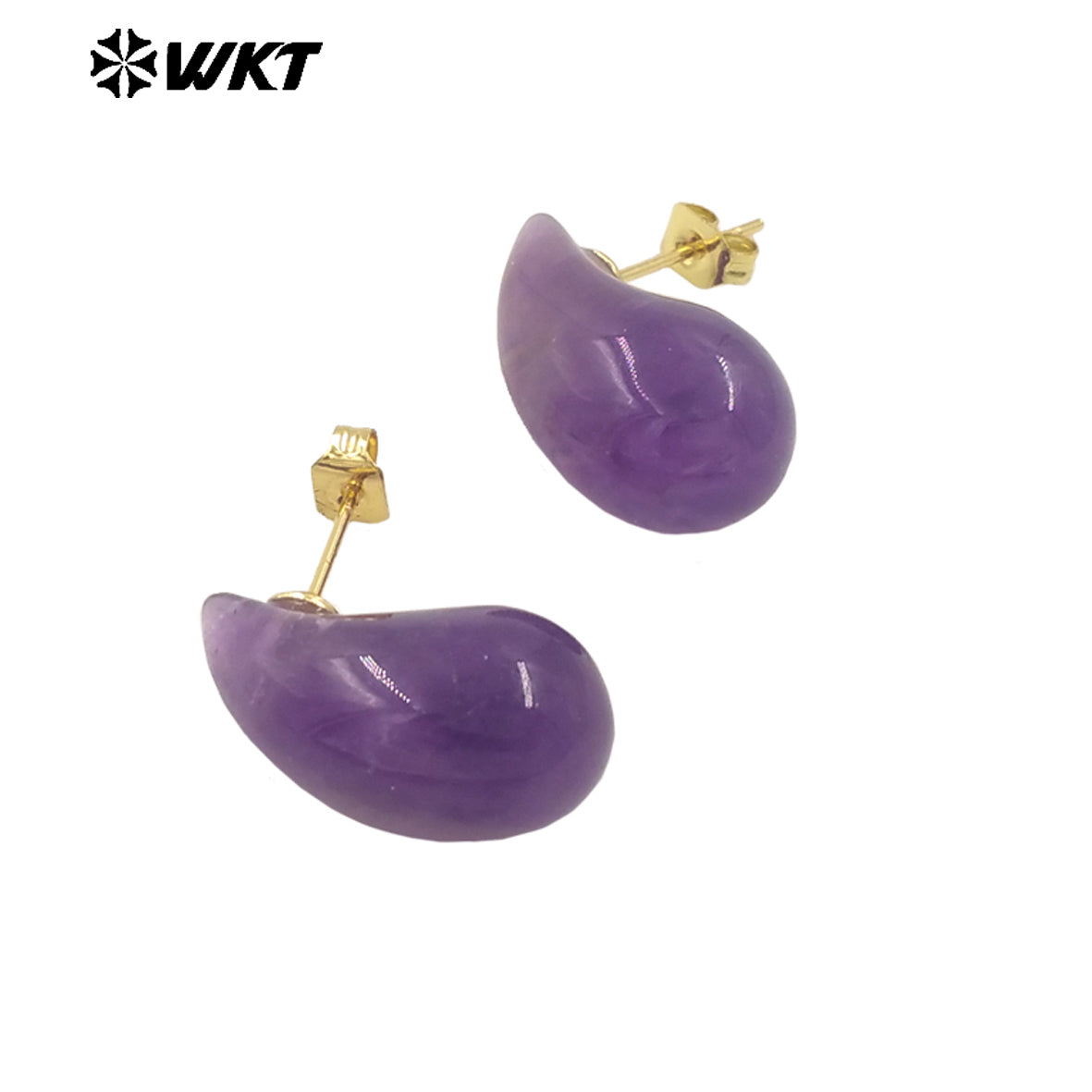 WT-E779 Wholesale Lovely Drop Beans Shape Colorful Blackobsidian Pink Crystal Quartz Stone Earring Drop Studs