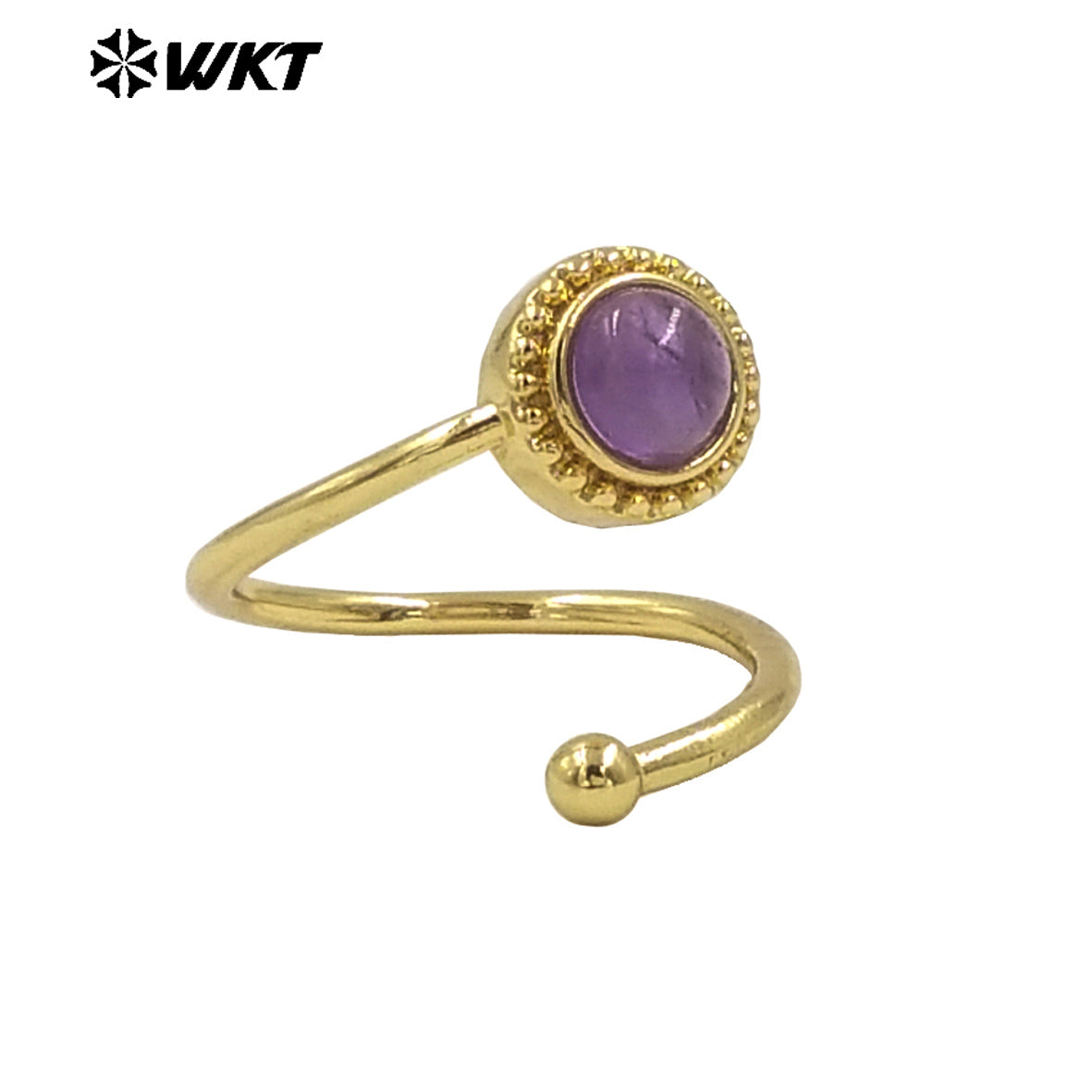 WT-R539 Newest Fashion Gold Plated Natural Gemstone Round Women Anniversary Birthday Gift Ring