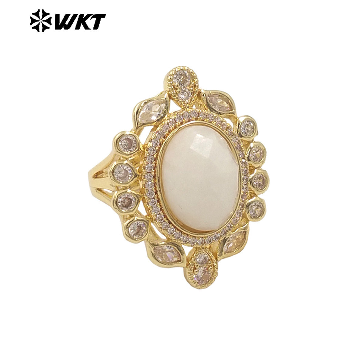 WT-MR028 Newest Summer Design Fashionable Royal Court Style Precious Women Adjustable Natural Stone Zircon Wedding Ring