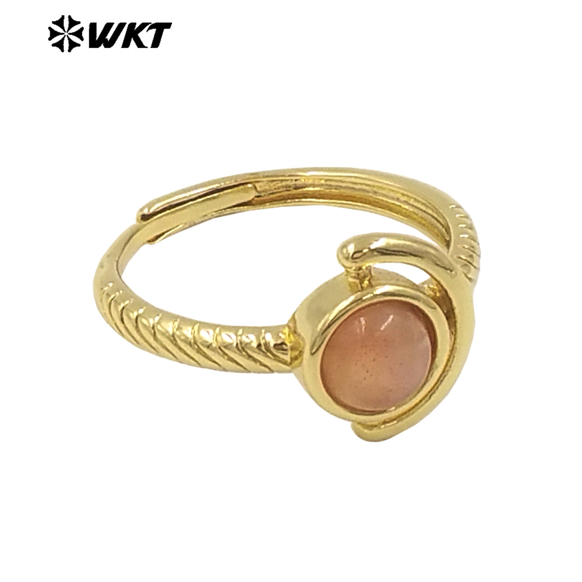 WT-R540 Newest Delicate Tiny Round Natural Stone Women Birthday Ring in Open Size With 18k Gold Plated